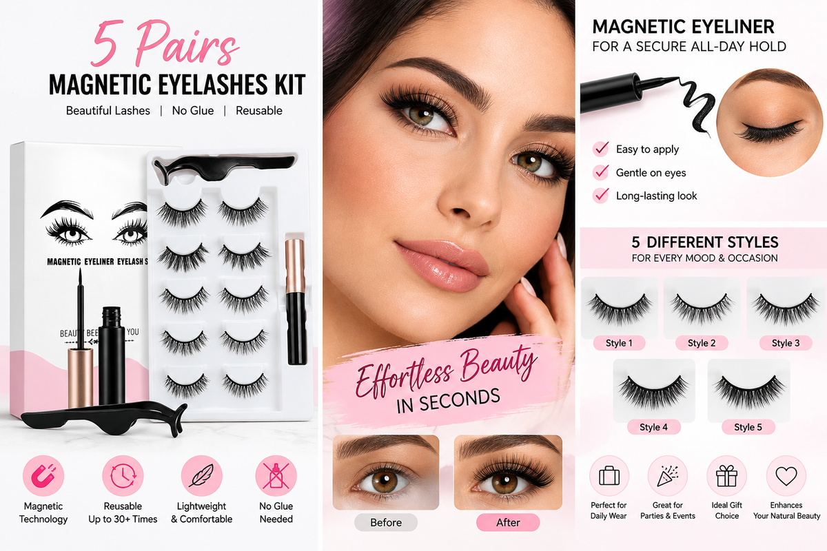 5 Pairs Magnetic Eyelashes Kit